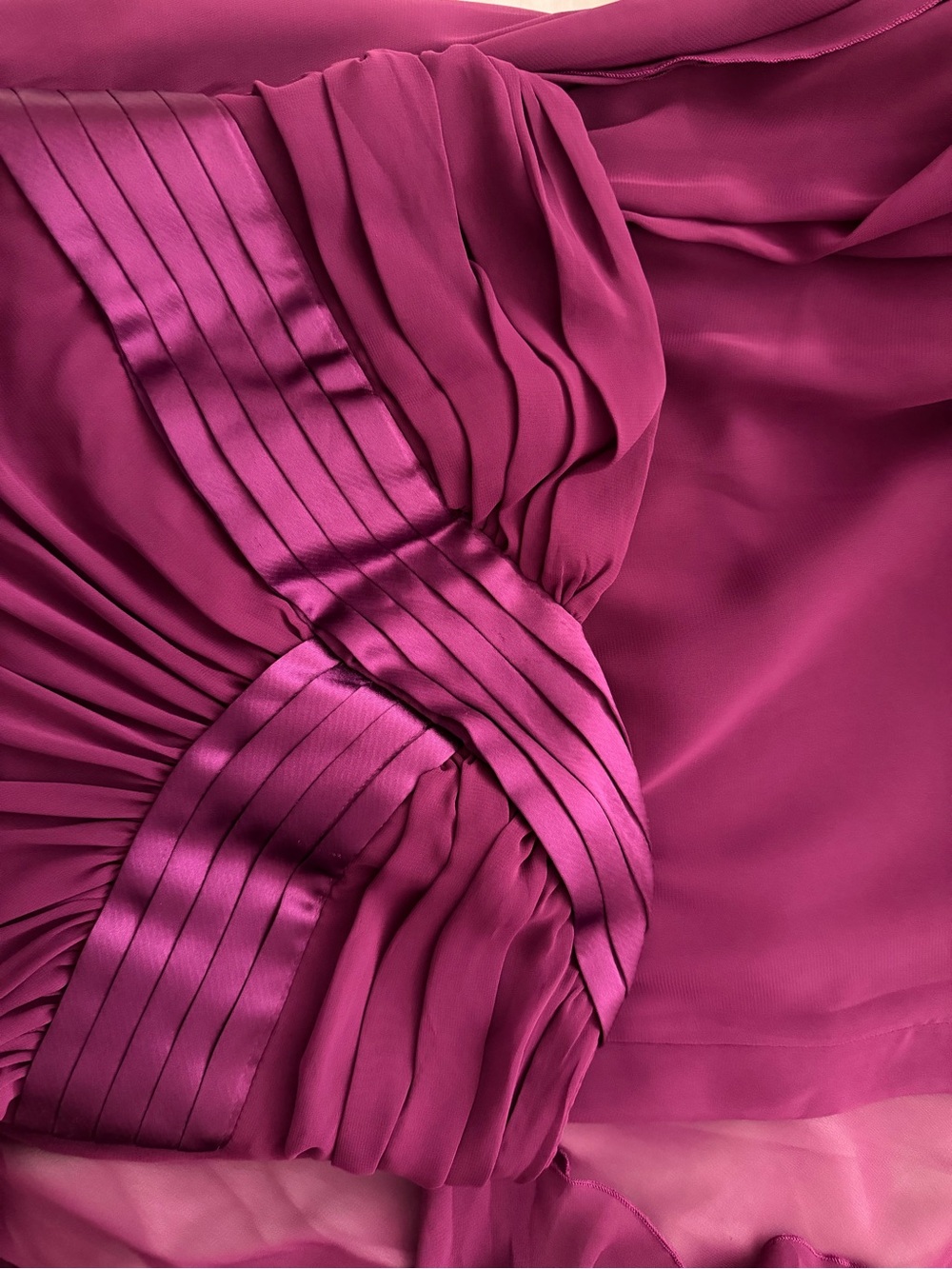 Strapless Pleated Evening Dress in Deep Magenta - Picture 5 of 7